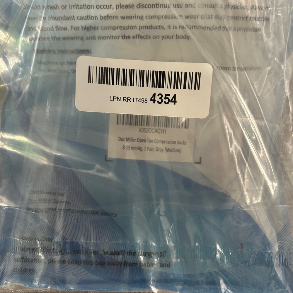 NWT GRAY Doc Miller Compression Sock Open Toe - Picture 5 of 5